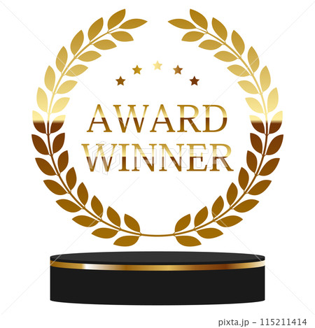 高級感のある月桂冠エンブレムとライン入りの台座 ゴールド 高級感のある月桂冠エンブレムとライン入りの台座 ゴールド 115211414