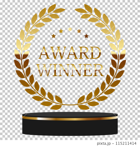 Luxurious laurel wreath emblem and lined base, gold Luxurious laurel wreath emblem and lined base, gold 115211414