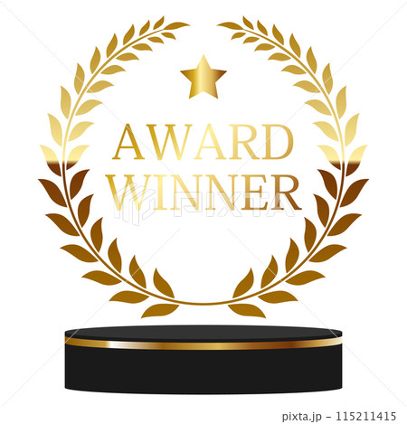 高級感のある月桂冠エンブレムとライン入りの台座 ゴールド 高級感のある月桂冠エンブレムとライン入りの台座 ゴールド 115211415
