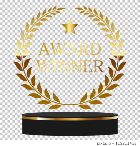 高級感のある月桂冠エンブレムとライン入りの台座 ゴールド 高級感のある月桂冠エンブレムとライン入りの台座 ゴールド 115211415