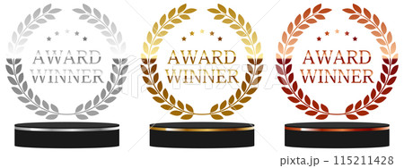 高級感のある月桂冠エンブレムとライン入りの台座 115211428