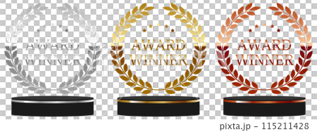 高級感のある月桂冠エンブレムとライン入りの台座 115211428