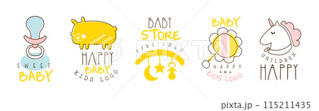 Kids Shop and Store Promo Logo and Label Vector Set Kids Shop and Store Promo Logo and Label Vector Set 115211435