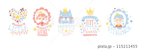 Little Princess Prints for Infant Girl Room Or Clothing Design logo Template Vector Set 115211455