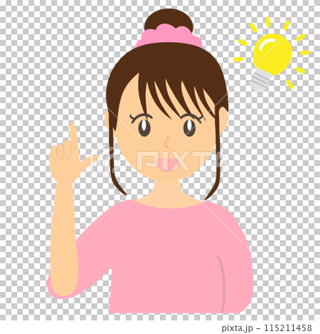 Image illustration of a woman with an idea, a housewife. Simple touch 115211458