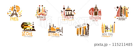 Tourism and Travel Destination Logo and Label Design Vector Set Tourism and Travel Destination Logo and Label Design Vector Set 115211485