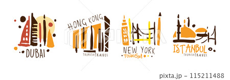 Tourism and Travel Destination Logo and Label Design Vector Set 115211488