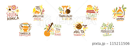Tourism and Travel Destination Logo and Label Design Vector Set Tourism and Travel Destination Logo and Label Design Vector Set 115211506