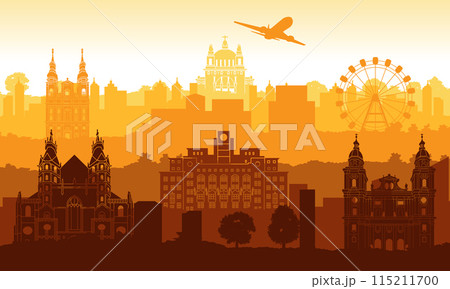 Austria famous landmark silhouette style 115211700