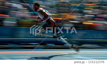 A Paralympic Sprinter With A Prosthetic Leg,...のイラスト素材 [115212370] - PIXTA