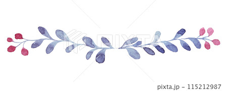 text divider. watercolor drawing of cute flowers and leaves, illustration in simple style. scrapbooking 115212987