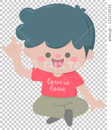 Kid hand drawn cute colorful happy pride month character 115213010