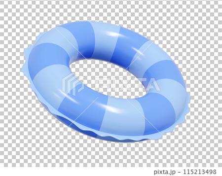 Inflatable ring icon for summer sea beach vacation or swimming pool relax - 3d render illustration. Blue pastel striped float rubber buoy. Aquapark or summertime seashore travel lifesaver equipment. Inflatable ring icon for summer sea beach vacation or swimming pool relax - 3d render illustration. Blue pastel striped float rubber buoy. Aquapark or summertime seashore travel lifesaver equipment. 115213498