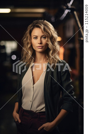 Confident Female Filmmaker in Studio Confident Female Filmmaker in Studio 115214009