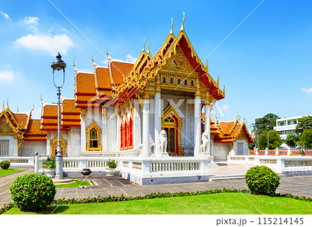 Wat Benchamabophit or the Marble Temple in the Dusit District of Bangkok, Thailand. Wat Benchamabophit or the Marble Temple in the Dusit District of Bangkok, Thailand. 115214145