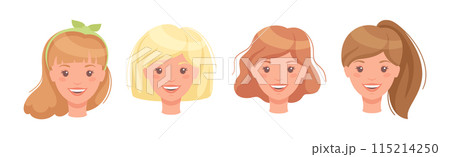 Woman Head Showing Face Expression and Emotion Vector Set Woman Head Showing Face Expression and Emotion Vector Set 115214250