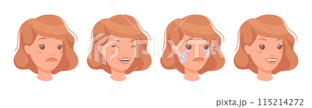 Woman Head Showing Face Expression and Emotion Vector Set Woman Head Showing Face Expression and Emotion Vector Set 115214272