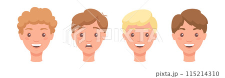 Man Head Showing Face Expression and Emotion Front Vector Set Man Head Showing Face Expression and Emotion Front Vector Set 115214310