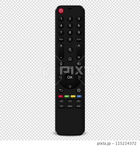 Realistic TV remote control isolated on transparent background 115214372