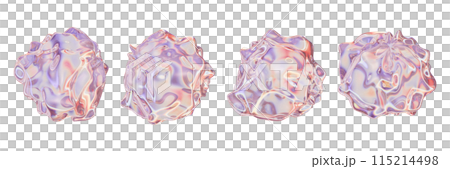 3D transparent crystal wave sphere set, holographic glossy futuristic transparent biologic object. 3D transparent crystal wave sphere set, holographic glossy futuristic transparent biologic object. 115214498