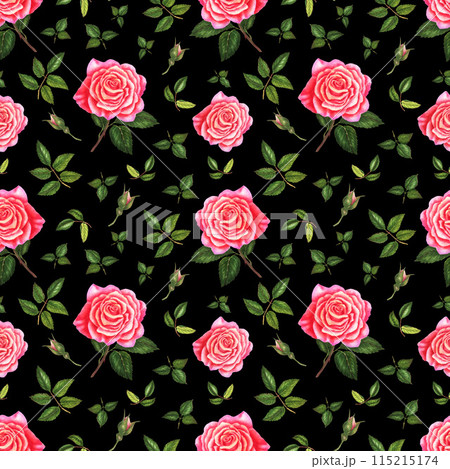 Seamless pattern with flowers and leaves. Floral pattern for wallpaper or fabric. 115215174