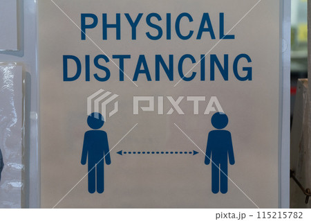 ソーシャルディスタンスを促すピクトグラム 115215782