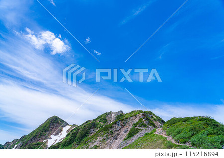 【山岳素材】夏の唐松岳・登山風景【長野県】 【山岳素材】夏の唐松岳・登山風景【長野県】 115216894