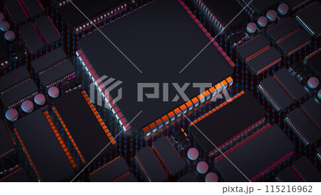 The  Printed Circuit Board or PCB for Technology concept 3d rendering. 115216962