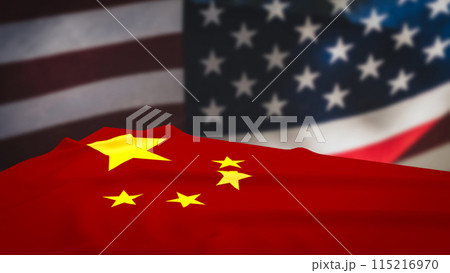 The America and china flag for background concept 3d rendering. The America and china flag for background concept 3d rendering. 115216970