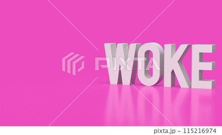 The woke text on pink background 3d rendering. The woke text on pink background 3d rendering. 115216974
