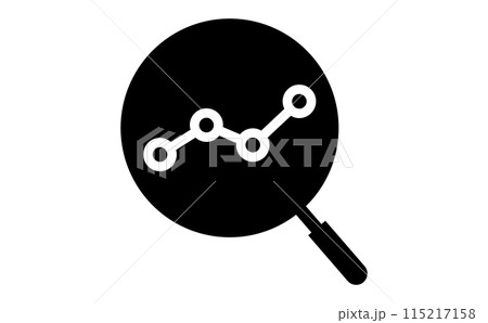 虫眼鏡と折れ線グラフの黒のシルエットアイコン 虫眼鏡と折れ線グラフの黒のシルエットアイコン 115217158
