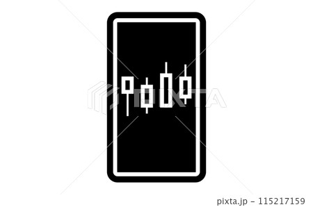 スマートフォン画面に表示されているFXチャートの黒のシルエットアイコン 115217159