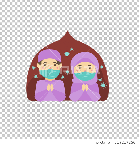 People praying flat design eid mubarak  115217256