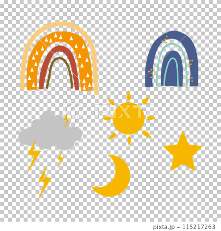 Cartoon weathers items rainbow element 115217263