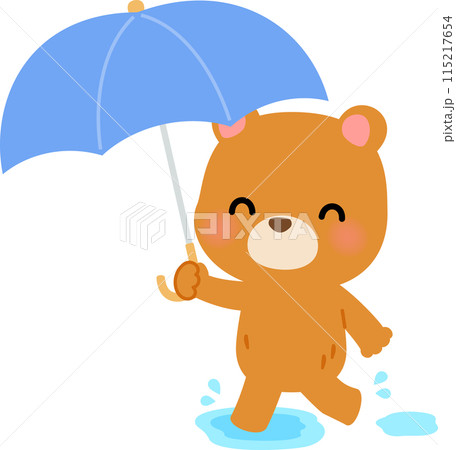 傘をさして歩くクマのキャラクター 傘をさして歩くクマのキャラクター 115217654