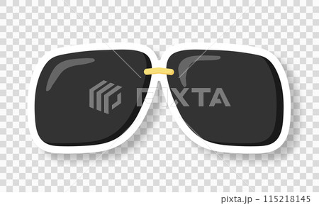 Sunglasses on a transparent background. A sticker with black glasses. 115218145