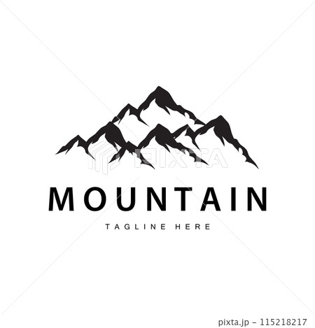 Mountain Logo, Mountain Adventure with Silhouette Model in Simple Modern Style Vector Design for Company and Product Brand 115218217