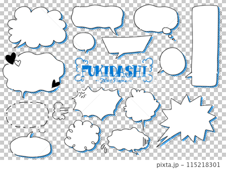 シンプル手書きフキダシ　ブルー 115218301