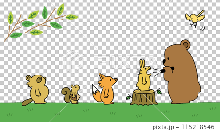 Pediatric materials, illustrations of forest animals waiting for a bear doctor's appointment 115218546