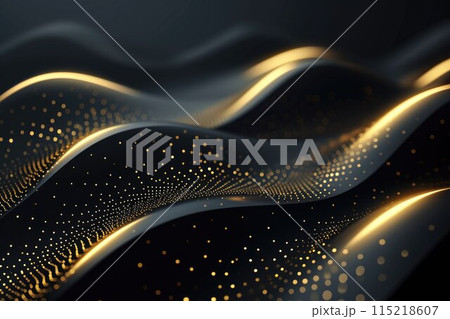 A close up of a black and gold abstract background with gold dots A close up of a black and gold abstract background with gold dots 115218607