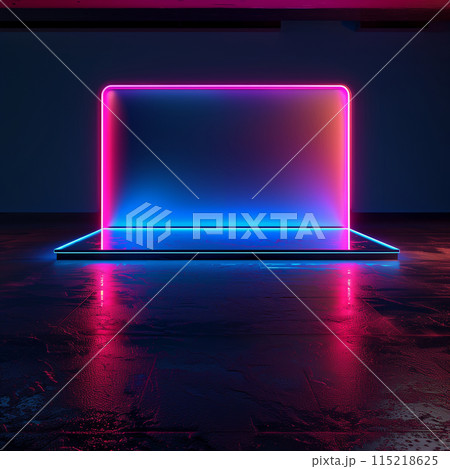 サイバースペース、フライヤー背景、ネオン 115218625