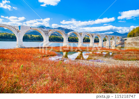 北海道 秋のタウシュベツ川橋梁 115218747