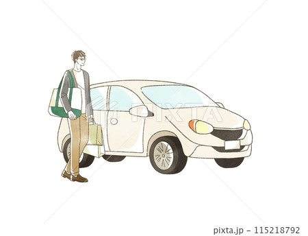 車で買い物にきている男性 115218792