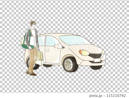 車で買い物にきている男性 115218792