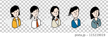 穿制服的女學生插圖圖示集-國中生和高中生 115219019