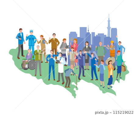 東京の人口過密のイメージイラスト 東京の人口過密のイメージイラスト 115219022
