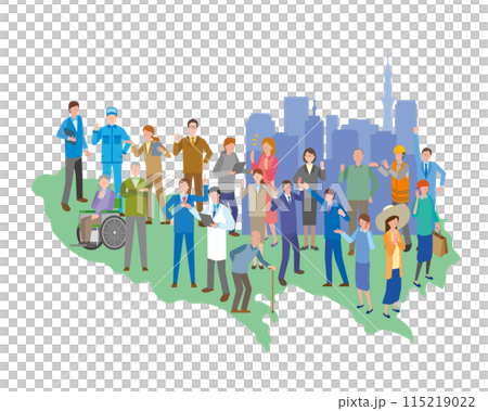 東京の人口過密のイメージイラスト 東京の人口過密のイメージイラスト 115219022