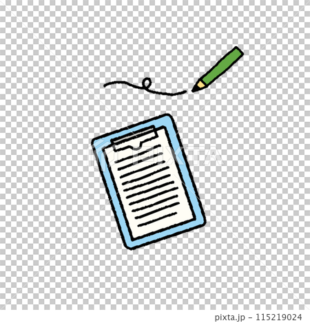 バインダーと鉛筆のシンプルな手書きイラスト バインダーと鉛筆のシンプルな手書きイラスト 115219024
