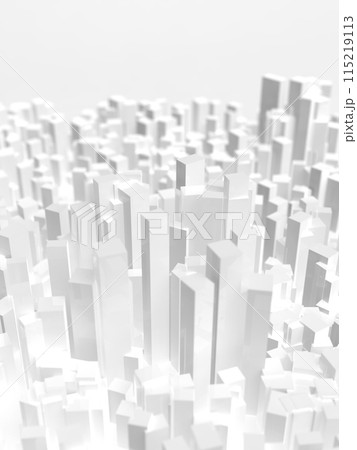 乱立する白いビル街のイメージ　3Dイラストレーション　縦 115219113