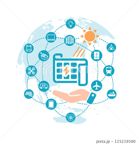 ペロブスカイト太陽電池 ベクターイラスト 115219380